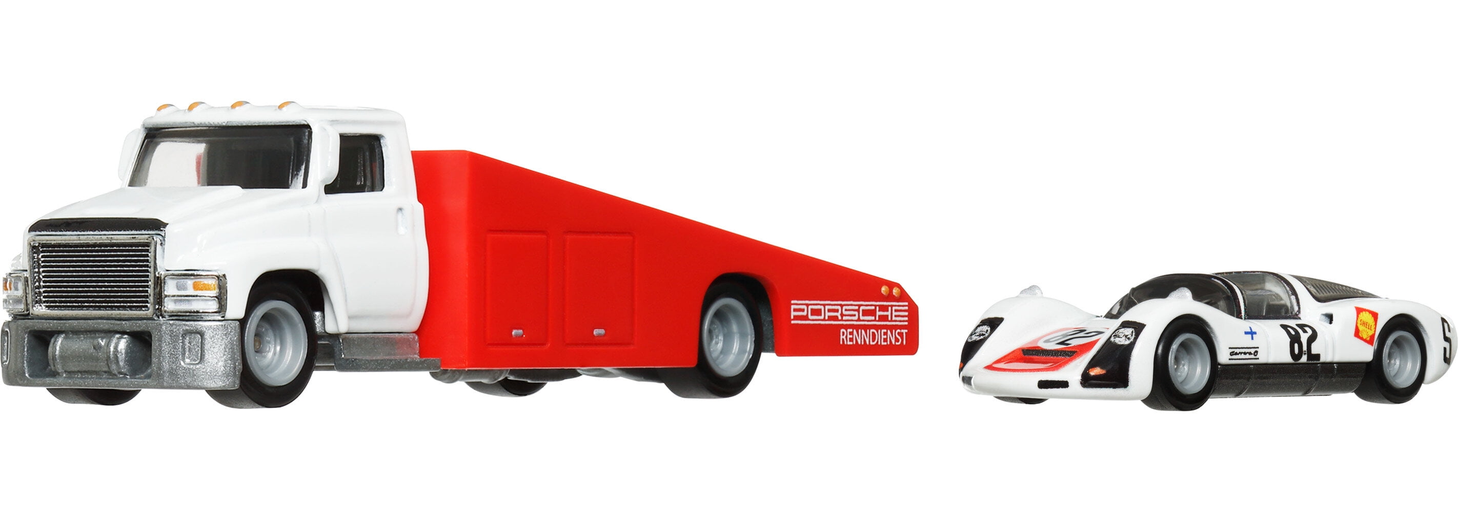 Hot Wheels Team Transport Truck \u0026 Race Car, Gift for Racing Collectors