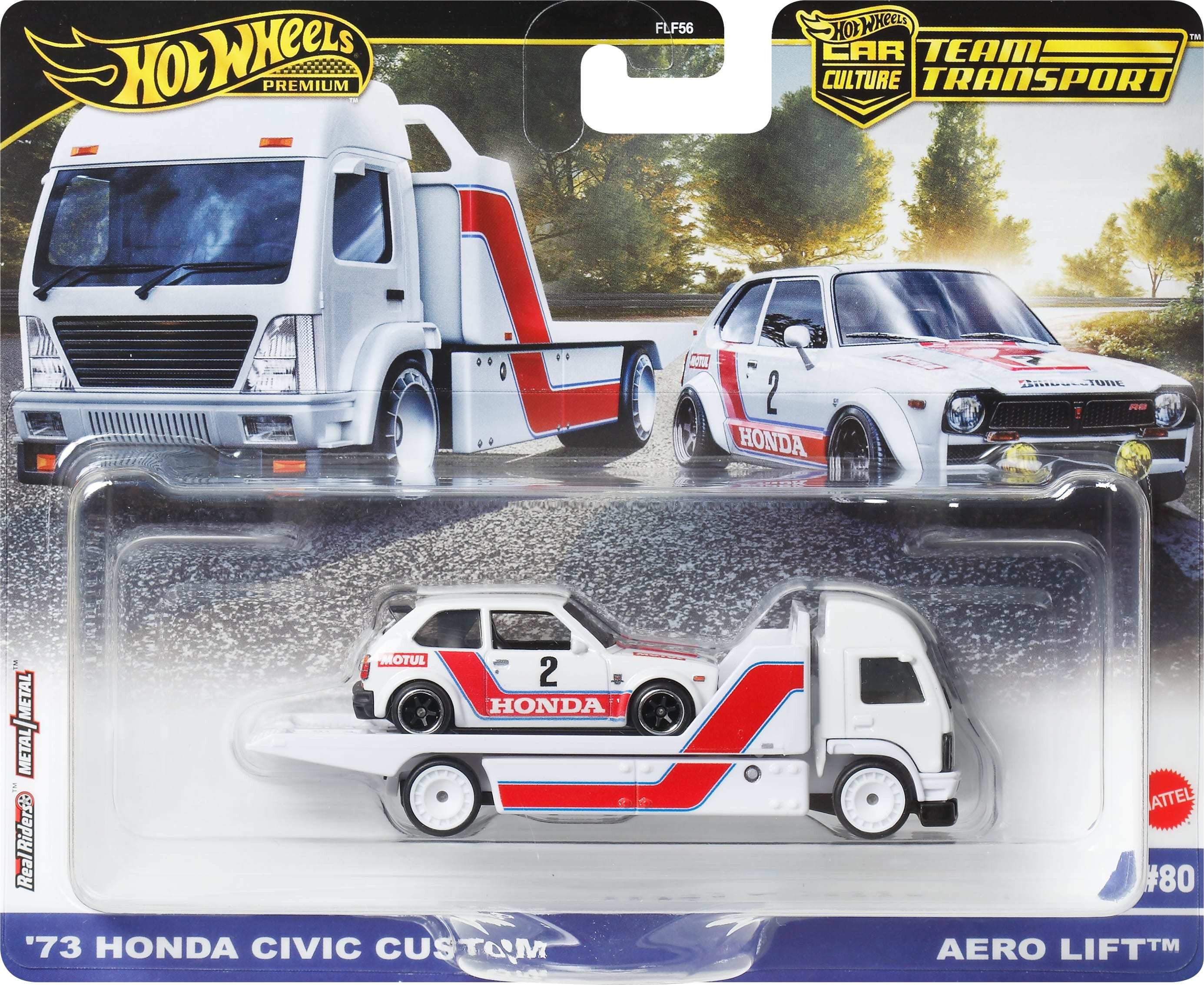 Hot Wheels Team Transport Truck & Race Car, Gift for Racing Collectors