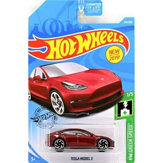 Hot Wheels Tesla Model 3 Play Vehicle, 3+ Yrs, 5.00" x 2.00" x 9.00", 0.5 lb