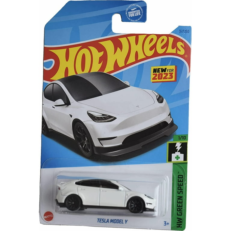 Hot Wheels 2023 Tesla Model Y HW Green Speed White Die-Cast Metal - Main Image