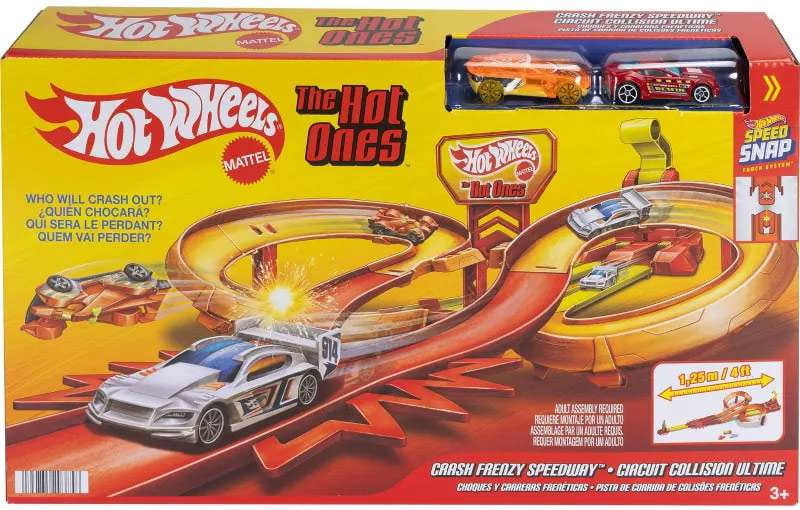 Hot Wheels The Hot Ones Crash Frenzy Speedway Diecast Car Track