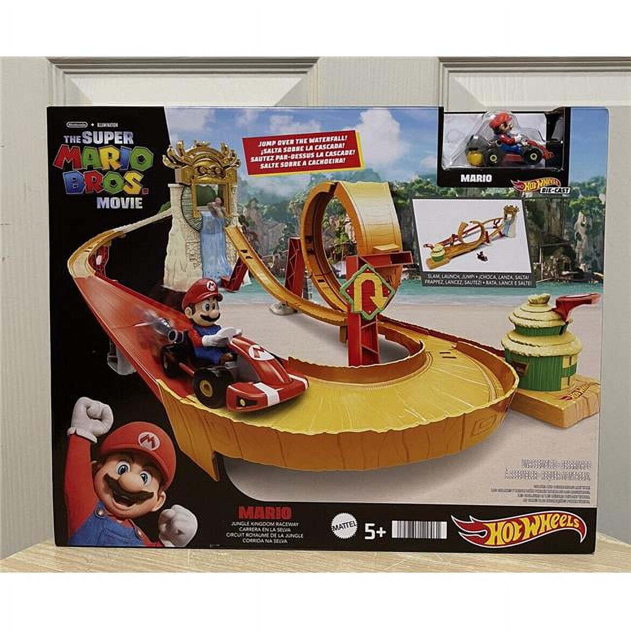 Pista De Coches Hot Wheels Super Mario Bros - Isla Kong Con Looping Y Cascada, Incluye Coche Metálico Y Figura De Mario, Para Niños +3 Años