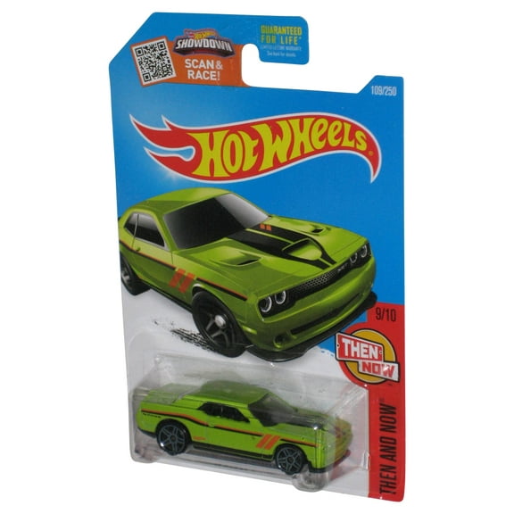 Hot Wheels Then And Now 9/10 (2015) Green '15 Dodge Challenger SRT Toy Car 109/250