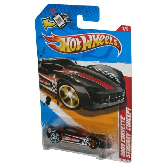 Hot Wheels Thrill Racers City Stunt '12 Black 2009 Corvette Stingray Concept Car 196/247
