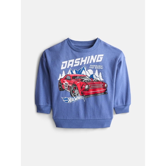 Hot Wheels Toddler Boy Long Sleeve Graphic Crewneck, Sizes 12M-5T