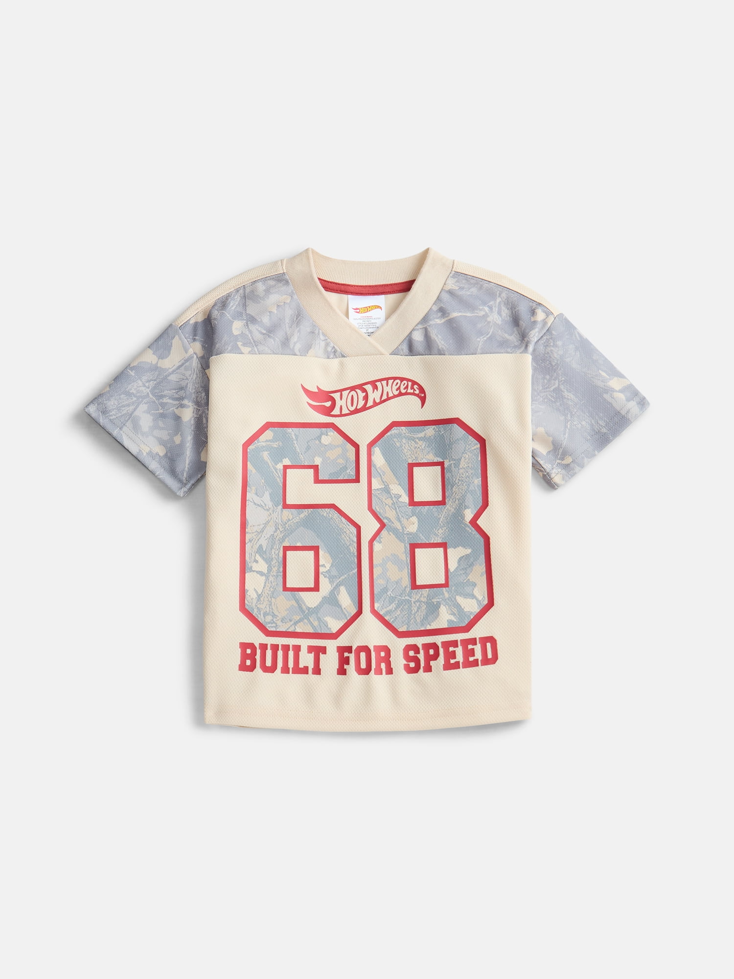 Hot Wheels Toddler Boys Mesh V Neck Graphic Jersey with Short Sleeves, Sizes 12M-5T