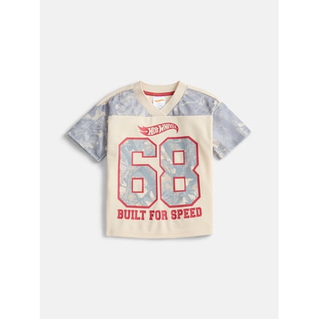 Hot Wheels Toddler Boys Mesh V Neck Graphic Jersey with Short Sleeves, Sizes 12M-5T