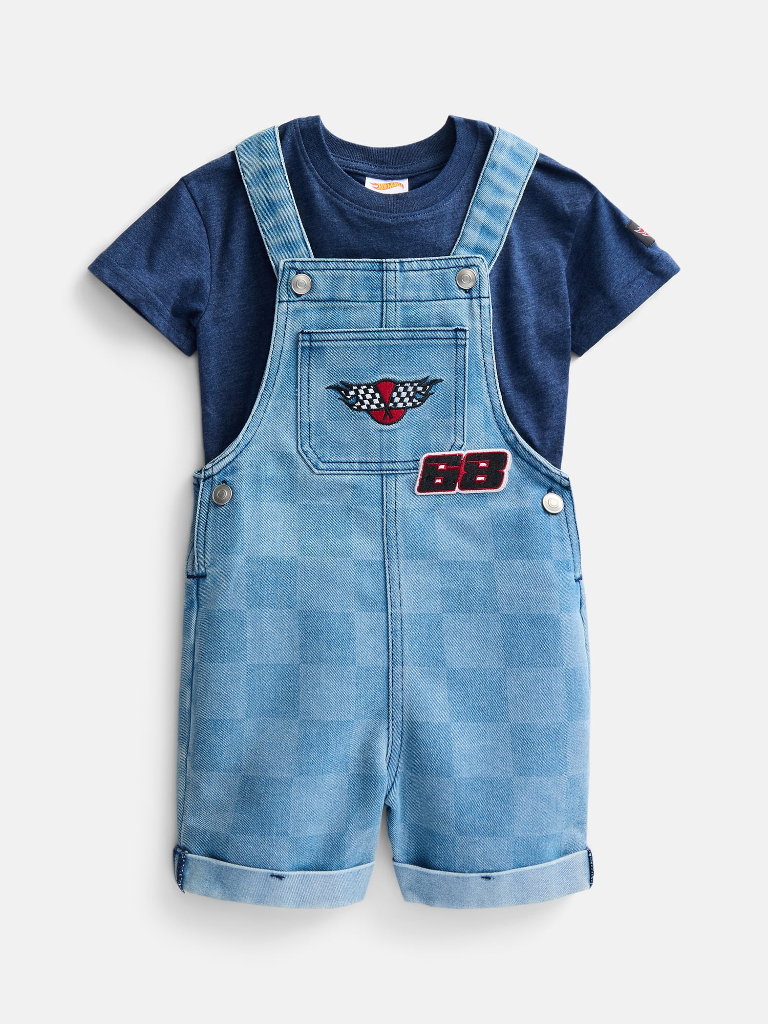 Hot Wheels Toddler Boys T-Shirt and Cotton Shortalls Set, 2 Piece, Sizes 12M-5T