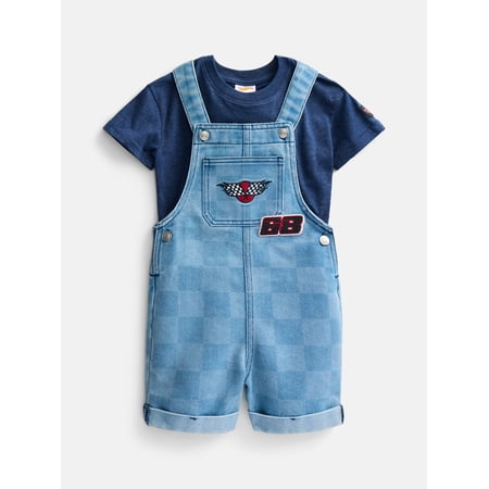 Monster Jam Hot Wheels Toddler Boys T-Shirt and Cotton Shortalls Set, 2 Piece, Sizes 12M-5T