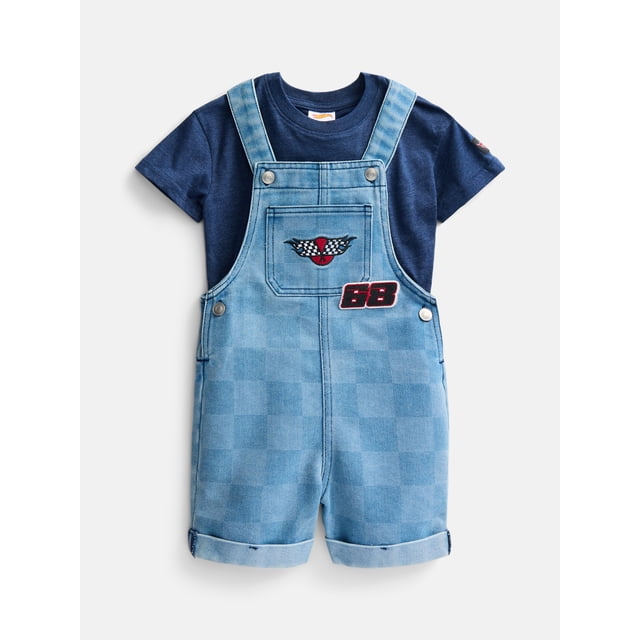 Hot Wheels Toddler Boys T-Shirt and Cotton Shortalls Set, 2 Piece, Sizes 12M-5T