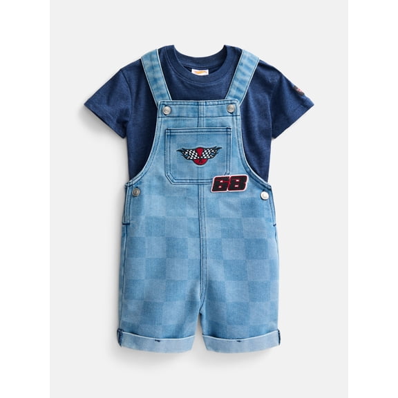 Hot Wheels Toddler Boys T-Shirt and Cotton Shortalls Set, 2 Piece, Sizes 12M-5T