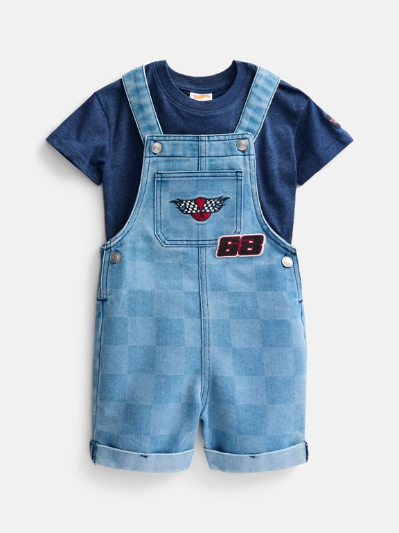 Hot Wheels Toddler Boys T-Shirt and Cotton Shortalls Set, 2 Piece, Sizes 12M-5T