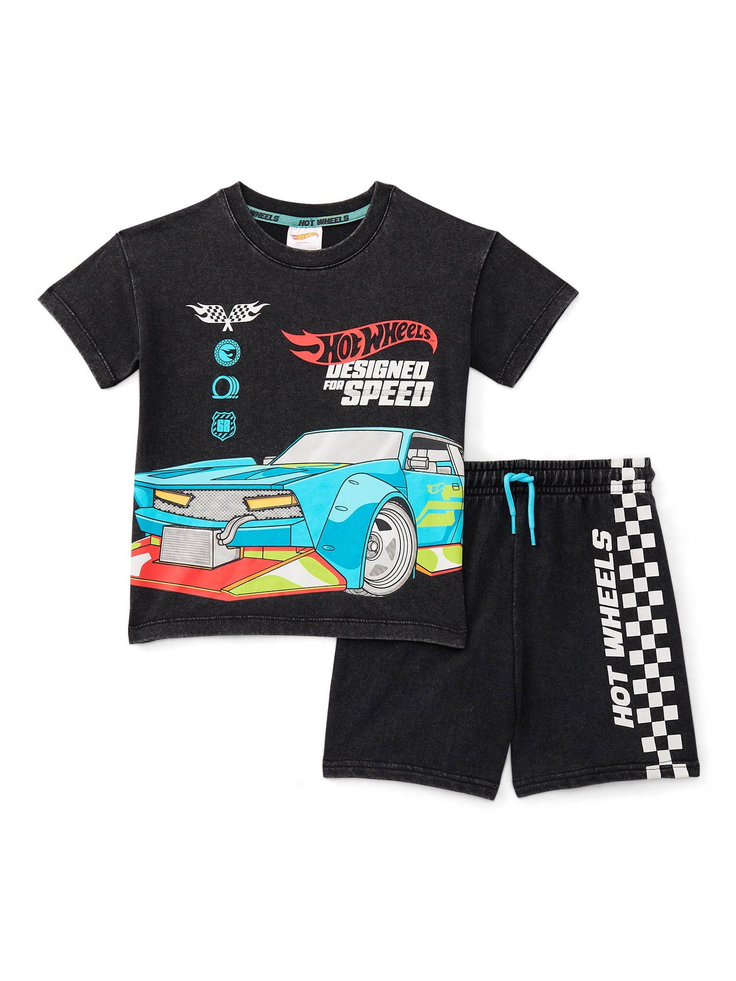 Hot Wheels Toddler Boy s Short Sleeve Graphic T Shirt with Matching Short 2 Piece 12M 5T