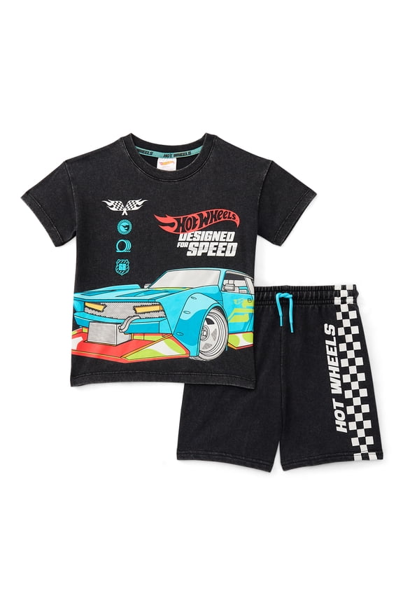 Hot Wheels Toddler Boy Short Sleeve Graphic Tee and Matching Shorts Set, 2-Piece, Sizes 12M-5T