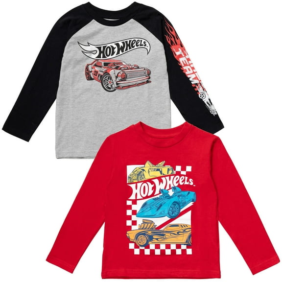 Hot Wheels Toddler Boys 2 Pack T-Shirts Gray / Red 3T