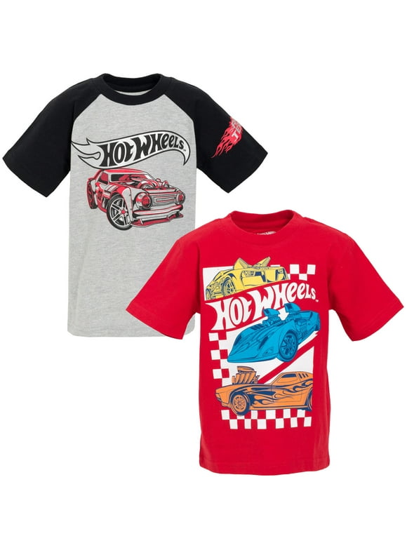 Hot Wheels Toddler Boys 2 Pack T-Shirts Toddler to Big Kid