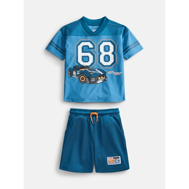 Hot Wheels Toddler Boys' Front Back Graphic Tee and Shorts Set, 2-Piece, Sizes 12M-5T