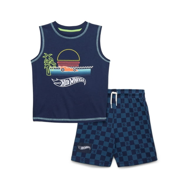 Hot Wheels Toddler Boys Graphic Print Tank Top and Shorts Set 2 Piece Hot Wheels Toddler Boys Graphic Print Tank Top and Shorts Set 2 Piece