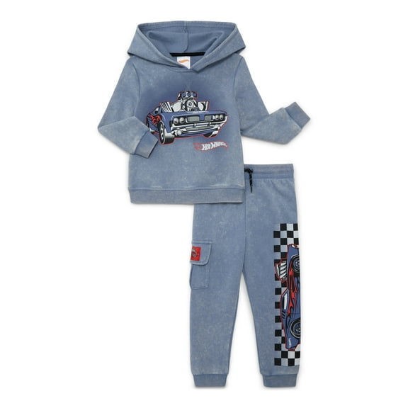 Hot Wheels Toddler Boys Hooded Graphic Sweatshirt and Jogger Pants Set, 2-Piece, Sizes 12M-5T