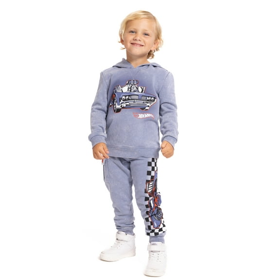 Hot Wheels Toddler Boys Hooded Graphic Sweatshirt and Jogger Pants Set, 2-Piece, Sizes 12M-5T