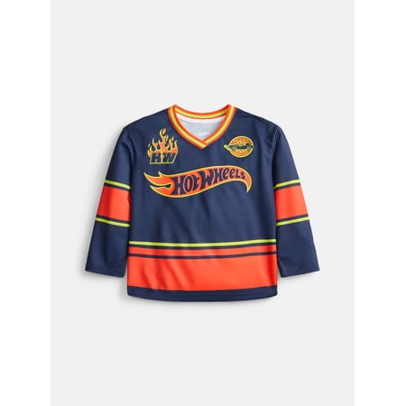 Minnie Mouse Hot Wheels Toddler Boys Graphic Hockey Jersey with Long Sleeves, Sizes 12M-5T