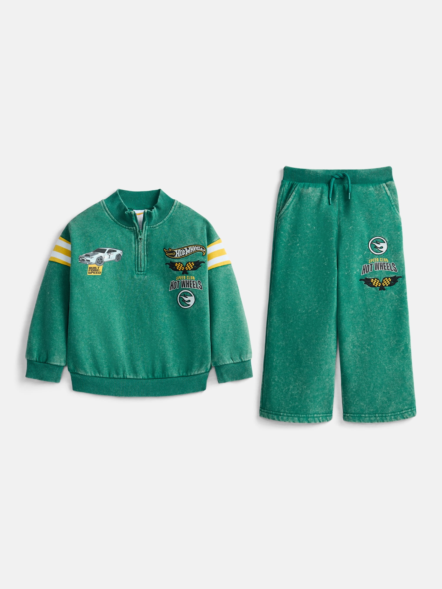 Hot Wheels Toddler Boys Quarter Zip Pullover and Pants Set, 2-Piece, Sizes 12M-5T