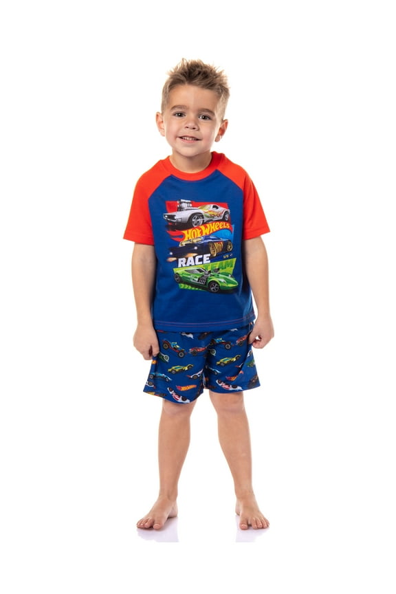 Hot Wheels Toddler Boys' Rodger Dodger Cars Team Hot Wheels Race Sleep Pajama Set Shorts
