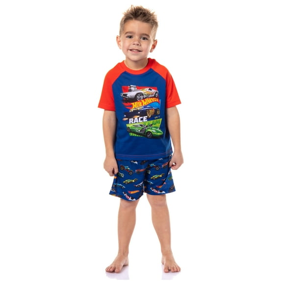 Hot Wheels Toddler Boys' Rodger Dodger Cars Team Hot Wheels Race Sleep Pajama Set Shorts