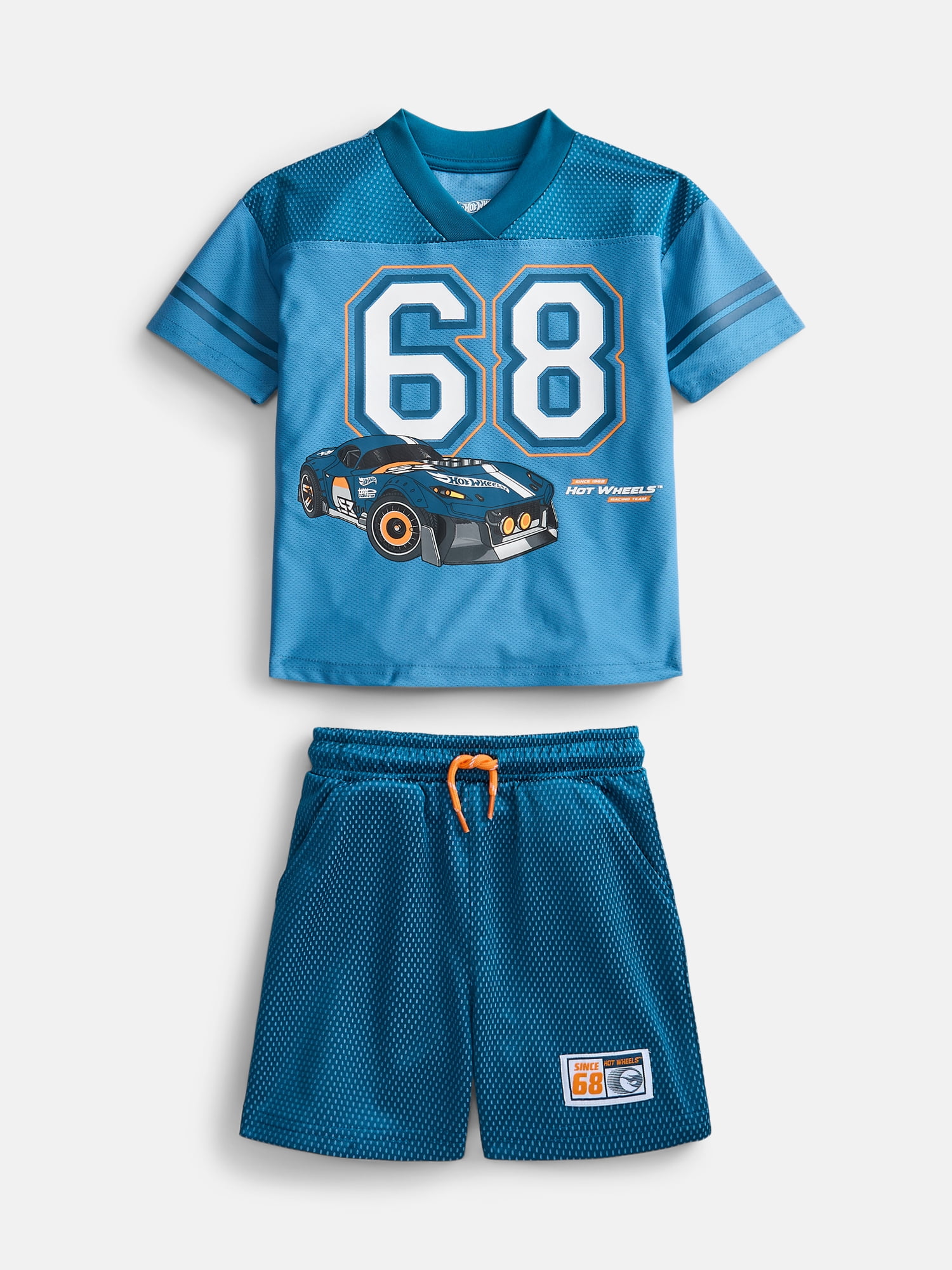 Hot Wheels Toddler Boys' Front Back Graphic Tee and Shorts Set, 2-Piece, Sizes 12M-5T