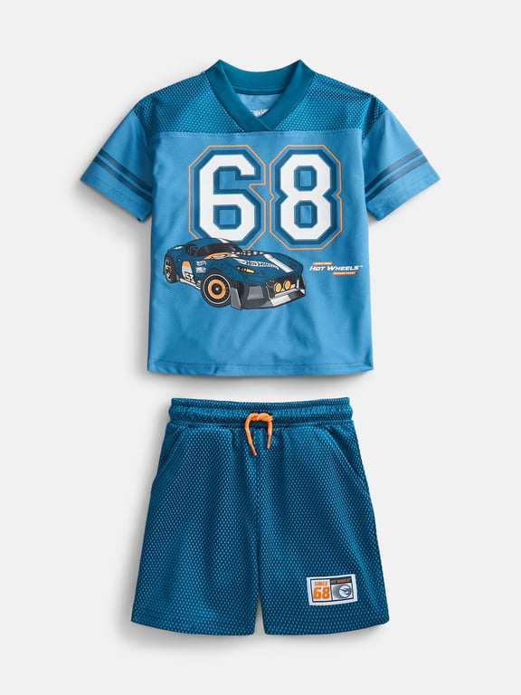 Hot Wheels Toddler Boys' Front Back Graphic Tee and Shorts Set, 2-Piece, Sizes 12M-5T