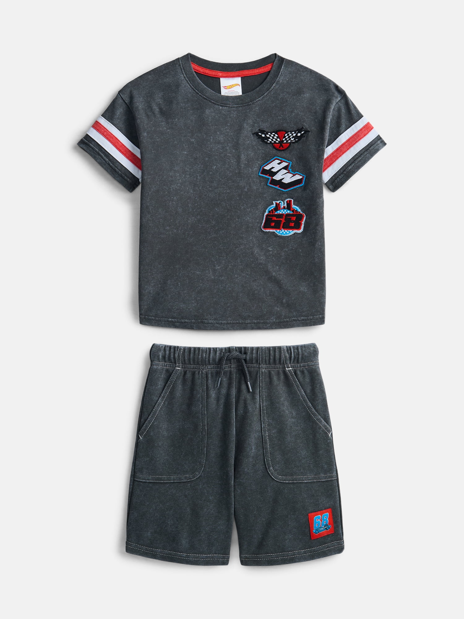 Hot Wheels Toddler Boys Short Sleeve Graphic Tee and Matching Shorts Outfit Set, 2-Piece, Sizes 12M-5T