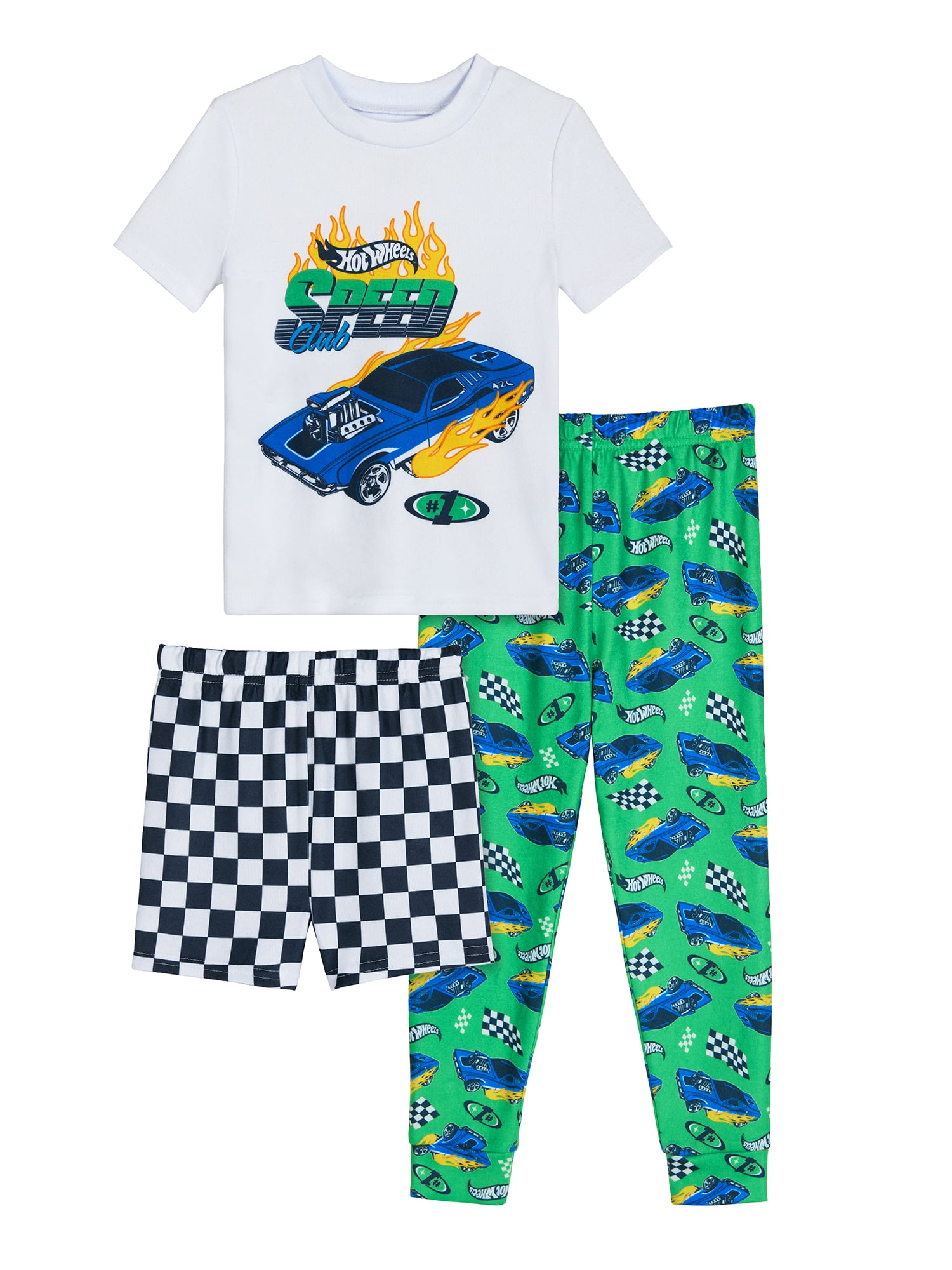 Hot Wheels Toddler Boys Short Sleeve Pajama Set, 3-Piece, Sizes 12M-5T