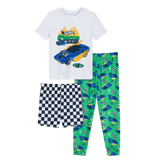 Hot Wheels Toddler Boys Short Sleeve Pajama Set, 3-Piece, Sizes 12M-5T