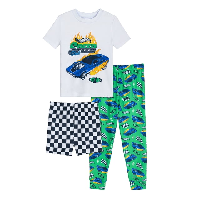 Hot Wheels Toddler Boys Short Sleeve Pajama Set, 3-Piece, Sizes 12M-5T