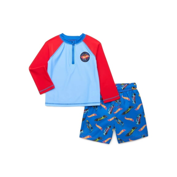 Character Toddler Boy Zip Rash Guard and Swim Shorts Set, 2-Piece, Sizes 12M-5T