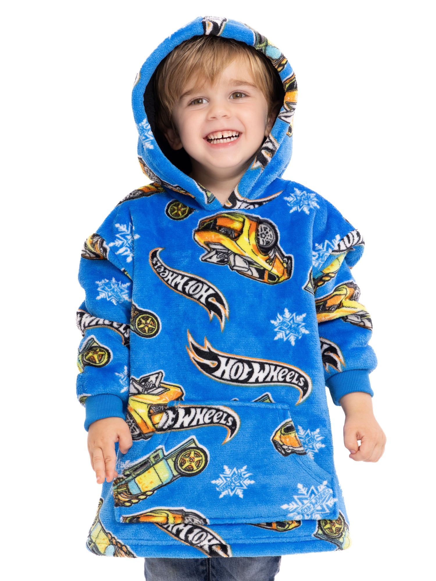 Hot Wheels Holiday Toddler Boys Cozy Hoodie with Faux Shearling Lining, Sizes 12M-5T