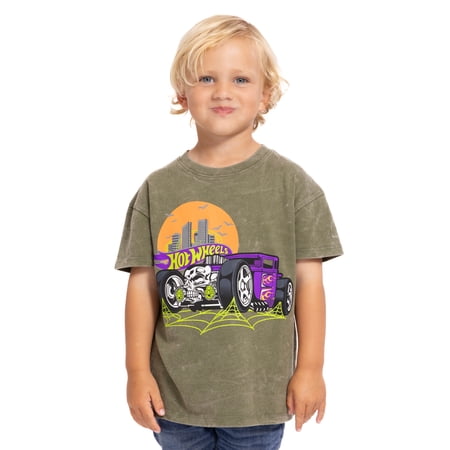 Hot Wheels Toddler Boys Halloween Crewneck Tee with Short Sleeves, Sizes 12M-5T