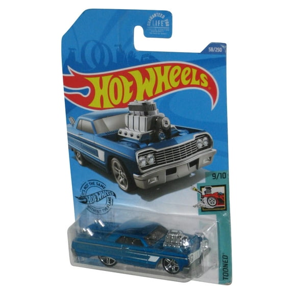 Hot Wheels Tooned 9/10 (2017) Blue '64 Chevy Impala Toy Car 58/250