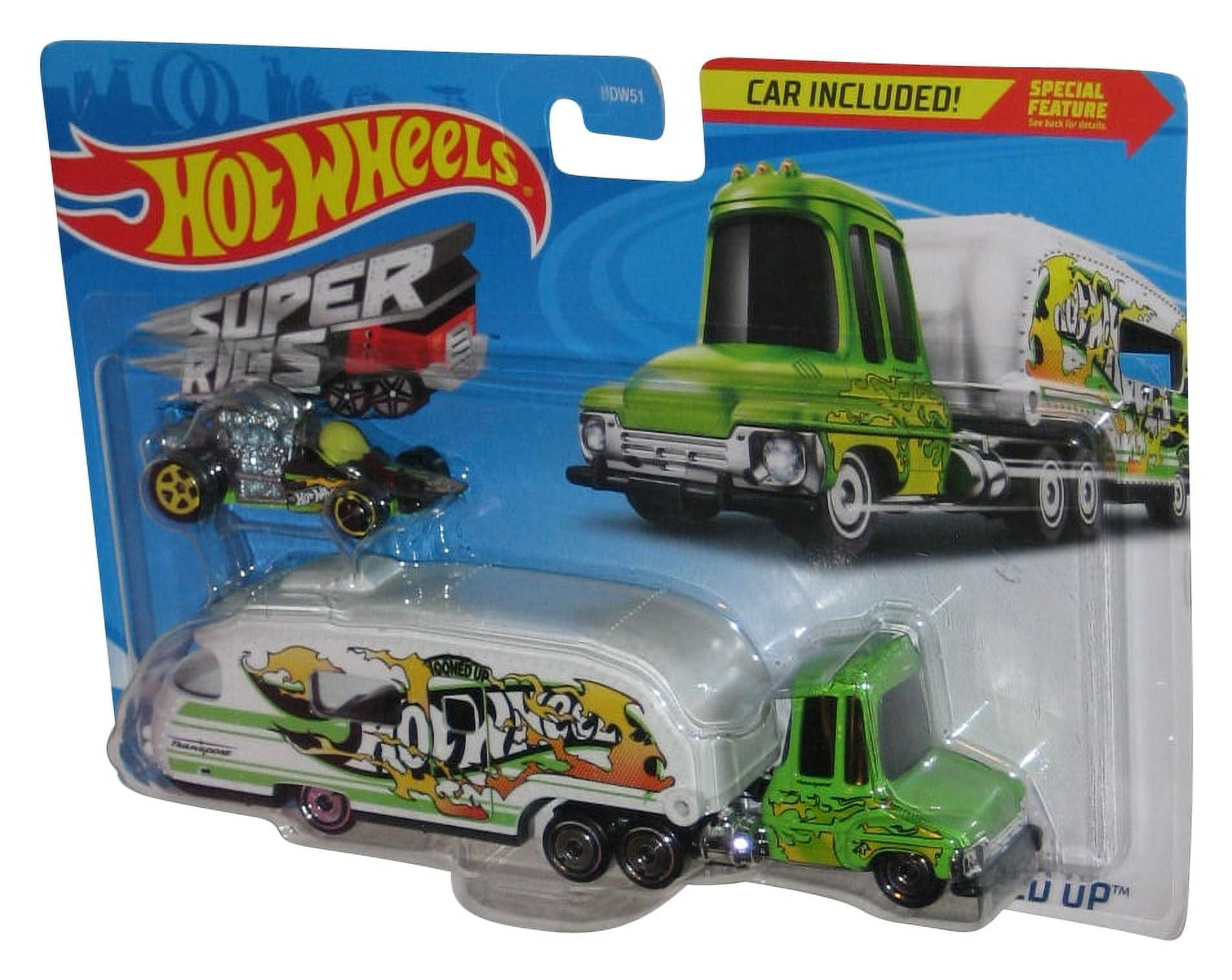 Hot Wheels Tooned Up (2019) Green Super Rigs Toy Truck w/ Car - Walmart.com