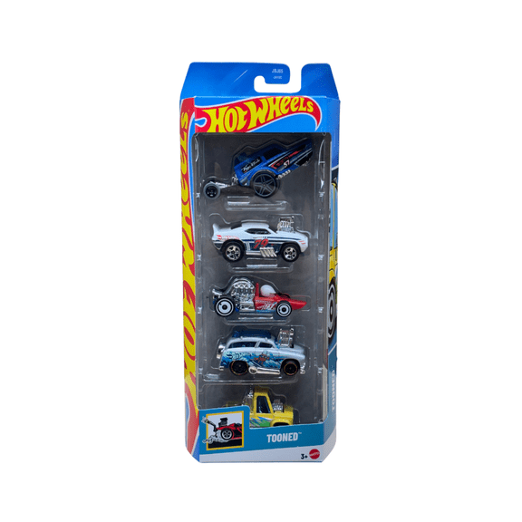 Hot Wheels Tooned Vehicles 5 Pack  Die-Cast Cars, Cartoon Style Designs, 1:64 Scale