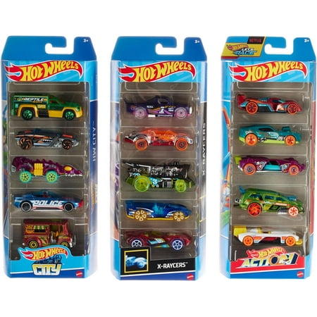 Hot Wheels Toy Cars, Bundle of 15 1:64 Scale Vehicles with 3 Themes: HW City, X-Raycers & Track Pack