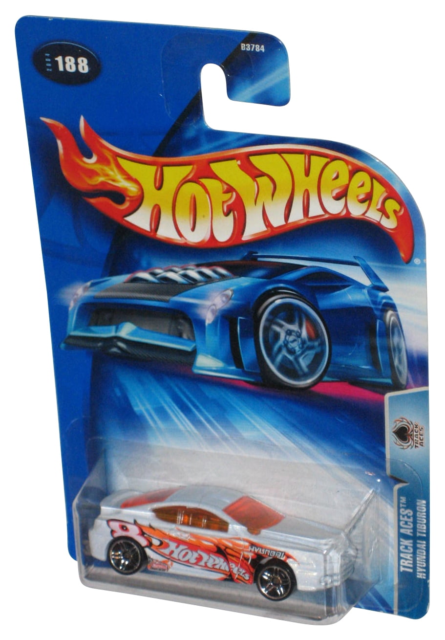 Hot Wheels Track Aces (2004) White Hyundai Tiburon Toy Car #188