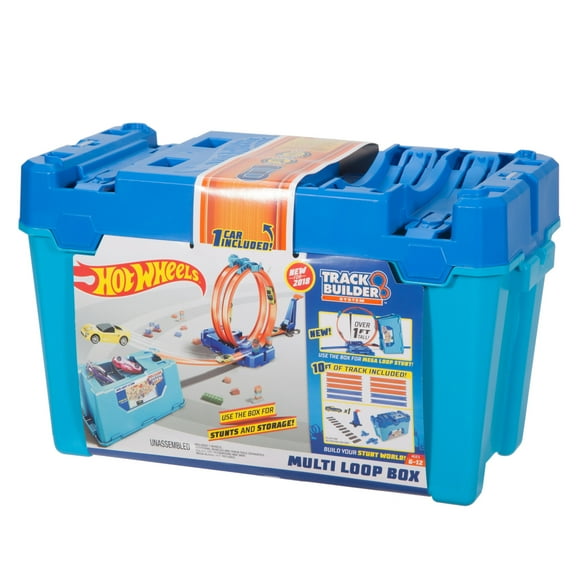 Hot Wheels Track Builder Multi Loop Box with 1 Toy Car in 1:64 Scale, 10-ft of Track