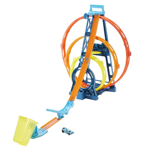 Hot Wheels Track Builder Triple Loop Stunt Playset, 1:64 Scale Vehicles
