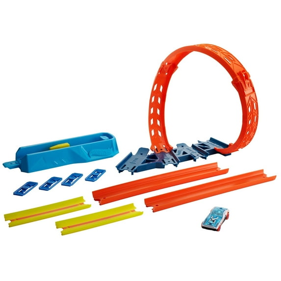 Hot Wheels Track Builder Unlimited Adjustable Loop Pack for Kids 6 Years Old & Up with 1 Hot Wheels Car, Spiral Loop, Launcher & 3 Tracks That Connects to Other Sets