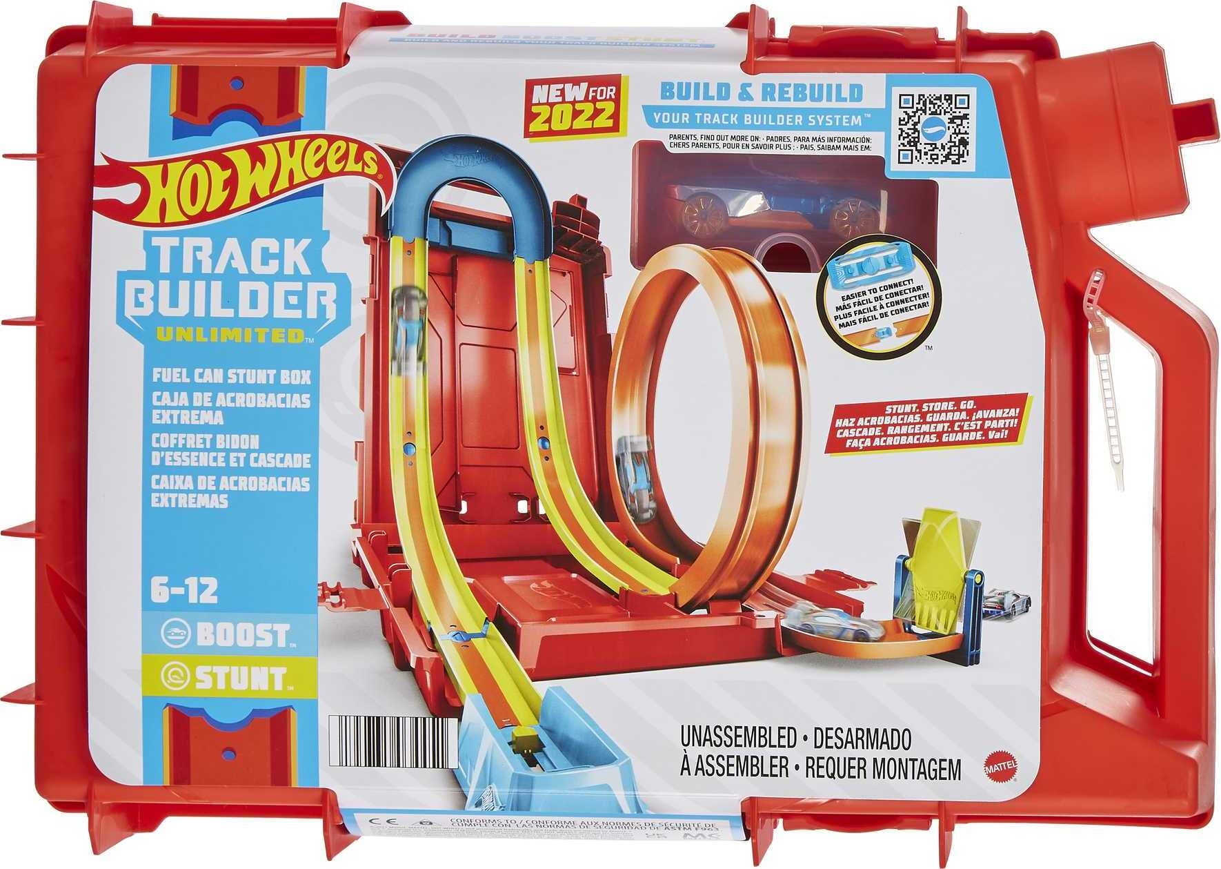 Hot Wheels Track Builder Unlimited Fuel Can Stunt Box \u0026 1:64 Scale Toy Car, 32.46 in