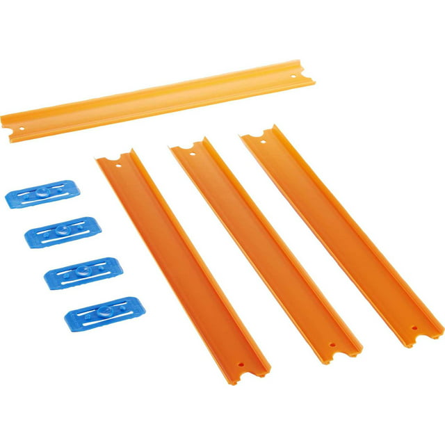 Hot Wheels Track Builder Unlimited Straight Track Pack, 4 Track Connectors & 4 Track Pieces