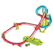 Hot Wheels Track Set, Neon Speeders Skyscraper Speed Circuit with 1 Hot Wheels Car