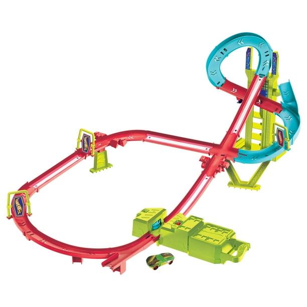 Hot Wheels Neon Speeders ミニカーセット 23台 Hot Wheels Track Set, Neon Speeders Skyscraper Speed Circuit with