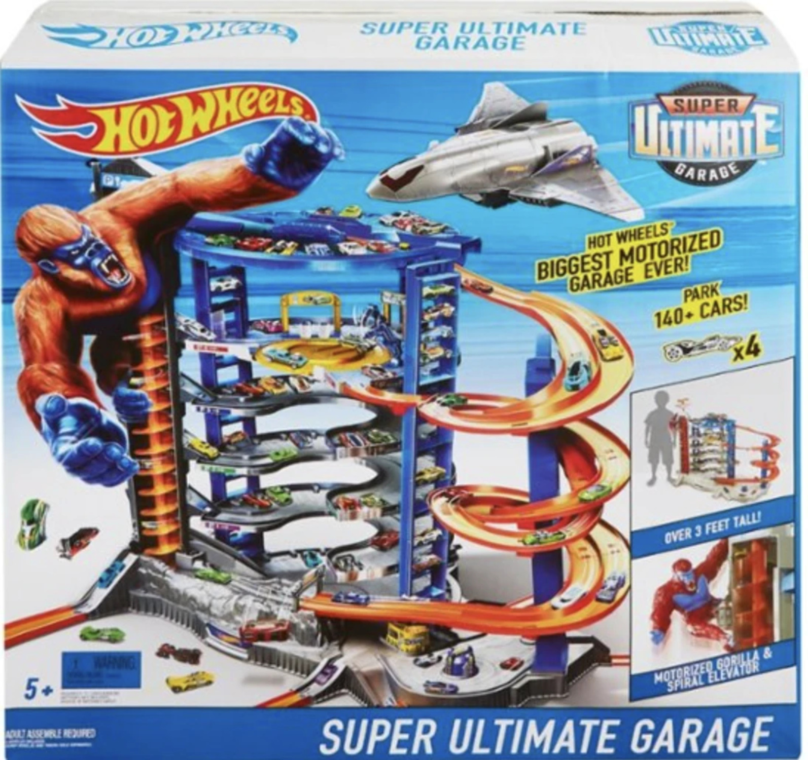 Hot Wheels Track Set with 4 1:64 Scale Toy Cars, Super Ultimate Garage, Over 3-Feet Tall - image 1 of 8